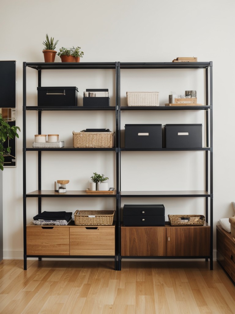 Incorporating IKEA's modular shelving systems to create a visually appealing and functional storage space in a studio apartment.