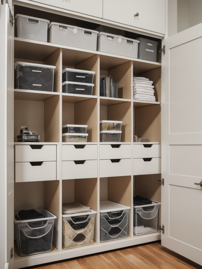 Incorporating smart organization strategies using IKEA storage units to maximize the space in a studio apartment.