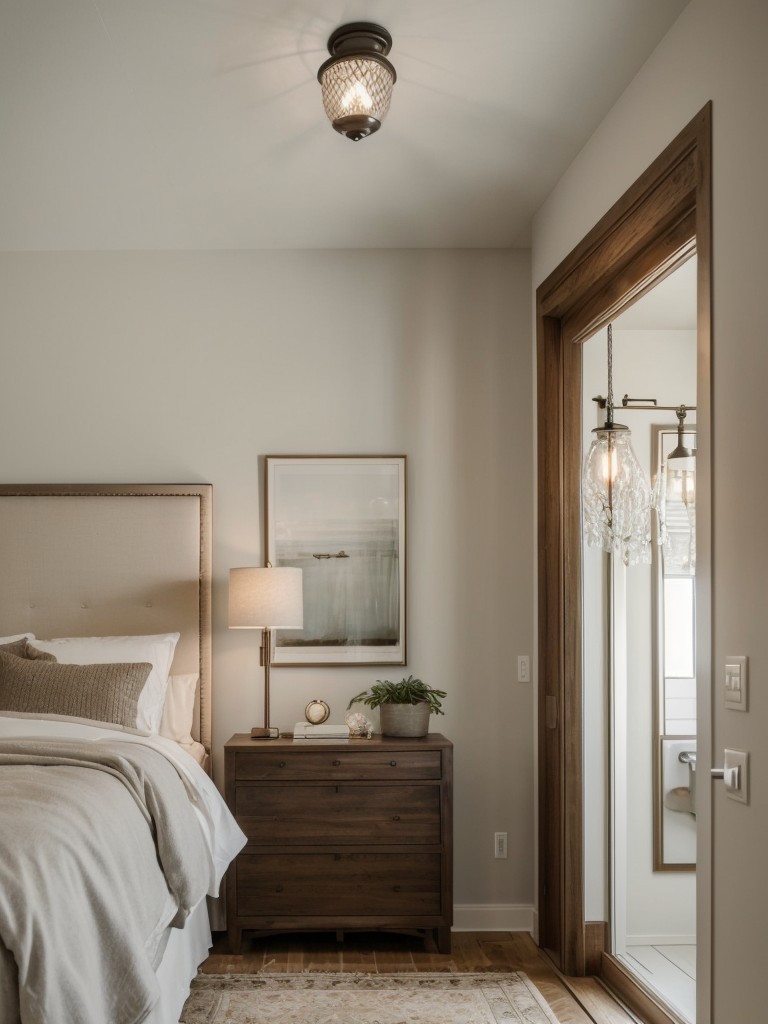 Install wall sconces or pendant lights to save floor space and create a cozy atmosphere.