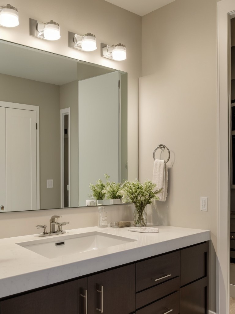 Use a large statement mirror as a focal point to reflect light and create the illusion of depth.