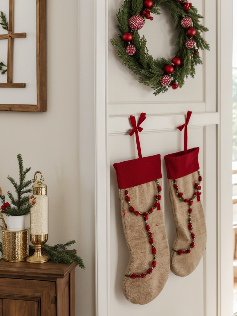 Add charm to your apartment with homemade decorations like DIY garlands, handmade ornaments, and personalized stockings.