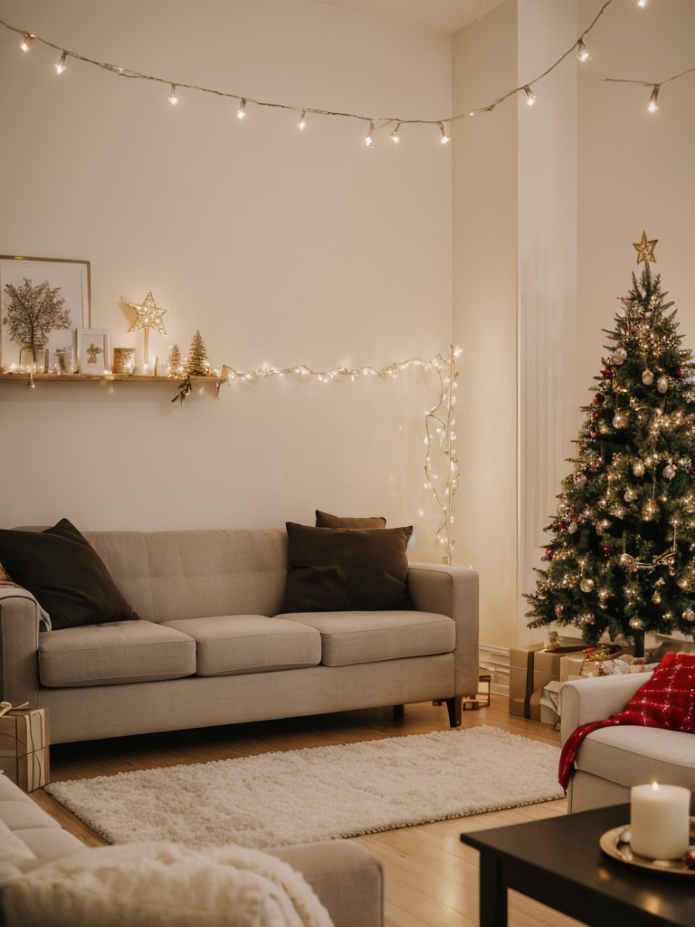 Sprinkle fairy lights throughout your apartment to create a magical holiday atmosphere.