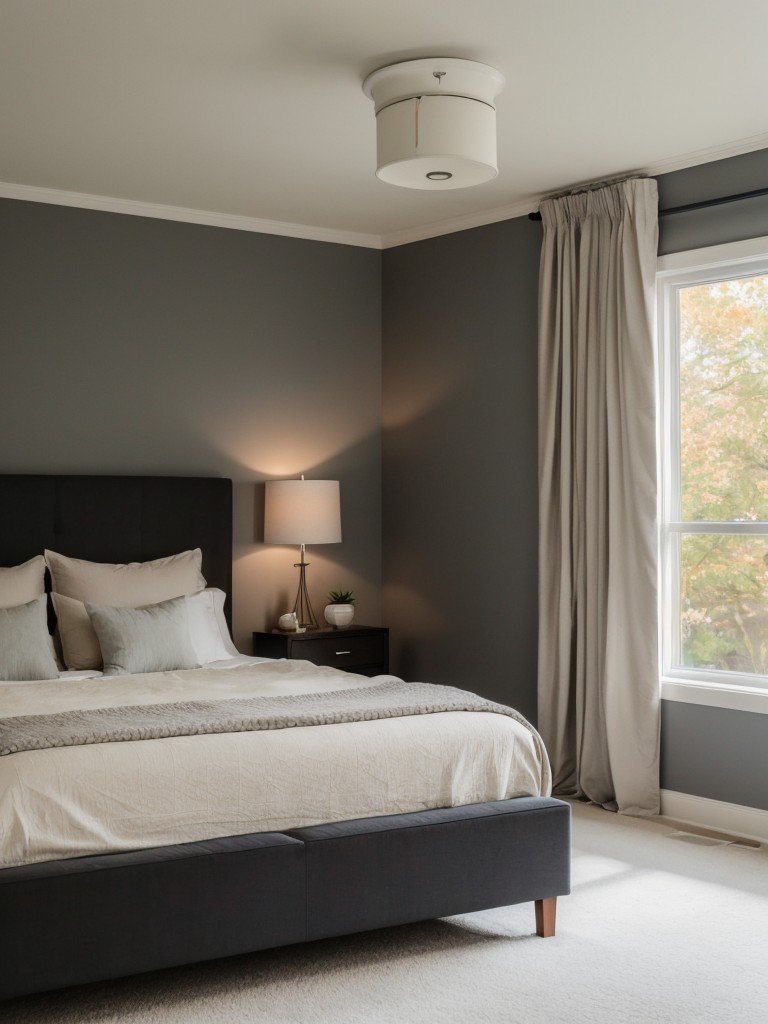 Creating a serene and relaxing bedroom space with blackout curtains, soundproofing materials, and a calming color palette.