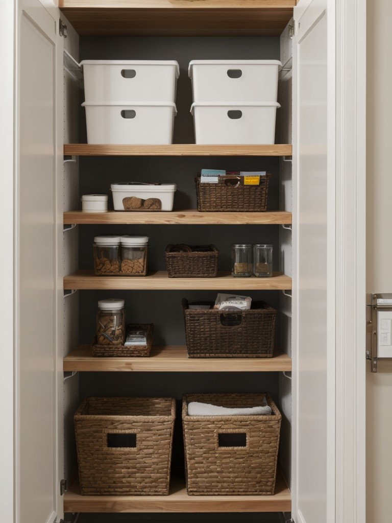 Maximizing vertical space by incorporating wall-mounted shelves and hanging organizers for efficient storage.