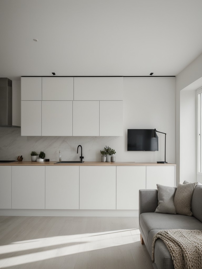 Scandinavian-inspired minimalism, combining light and natural tones with clean lines and a clutter-free environment.