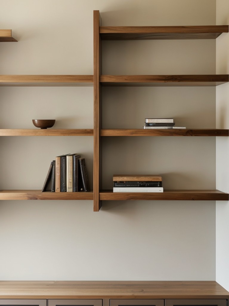 Incorporate vertical storage options, like tall bookshelves or floating shelves, to optimize the use of vertical space.