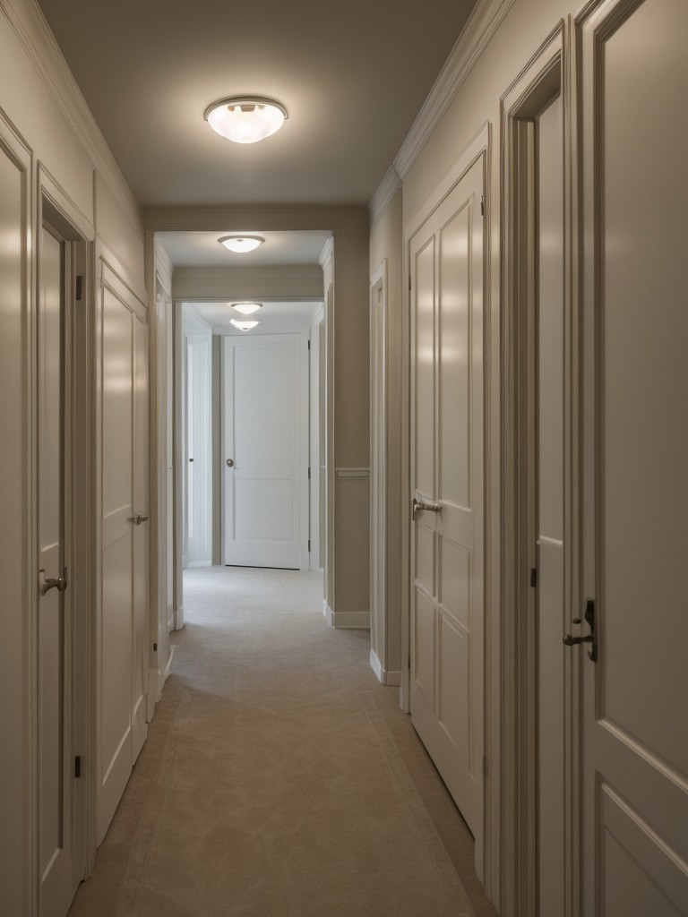 Illuminate dark corners or narrow hallways with strategic lighting fixtures to create an illusion of depth and openness.