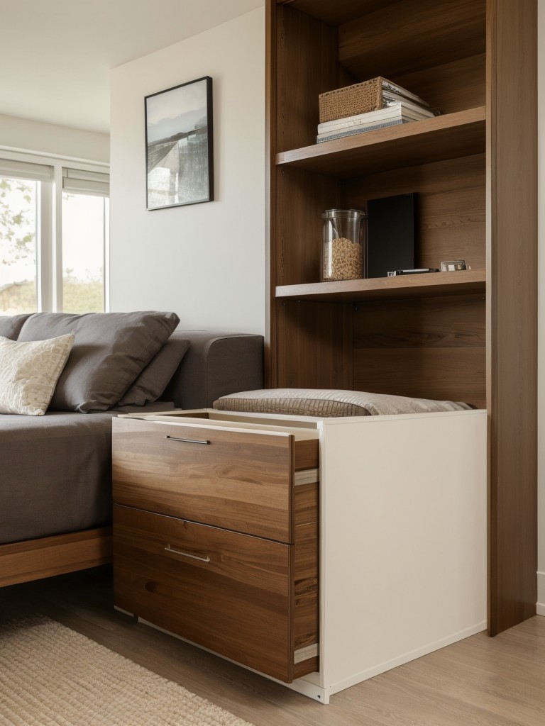 Select furniture with built-in storage capabilities, such as bed frames with built-in drawers or coffee tables with hidden compartments, to maximize functionality and optimize space usage.