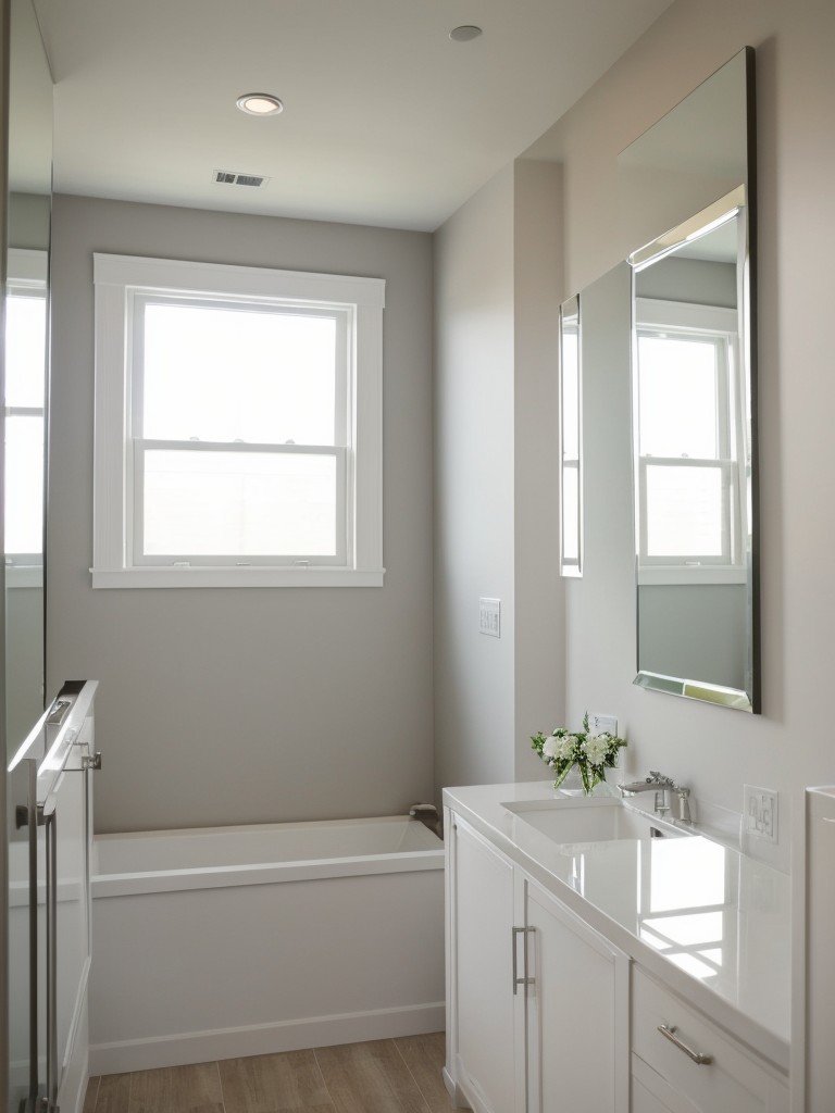 Hanging mirrors strategically to reflect light and add an illusion of spaciousness.