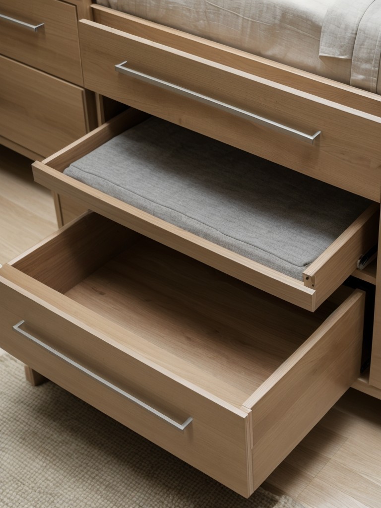 Incorporating clever built-in storage solutions like under-bed drawers or ottomans with hidden compartments.