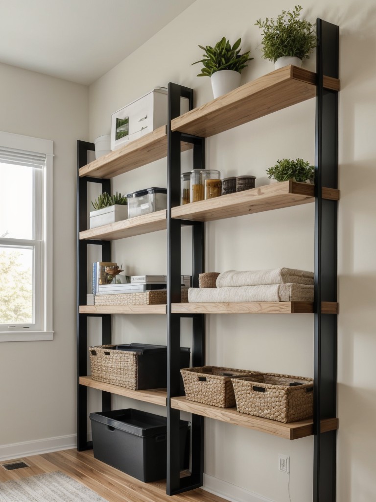 Incorporating vertical storage solutions like floating shelves or wall-mounted organizers to free up floor area.