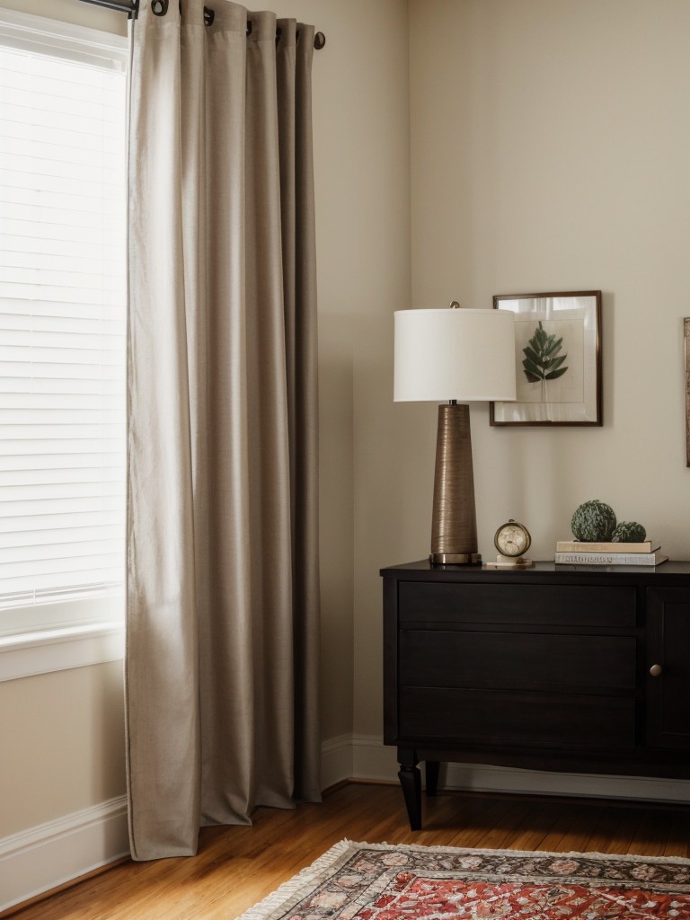 Tips for finding budget-friendly rugs and curtains to add warmth and texture to your apartment.