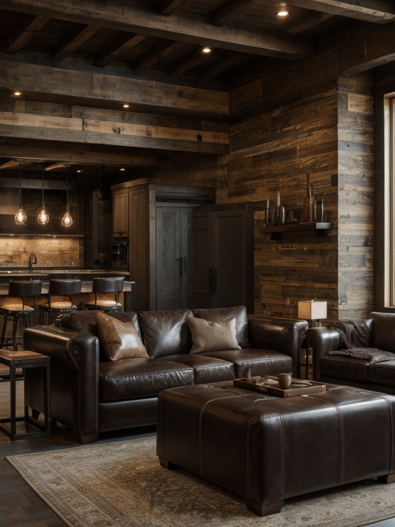 Incorporating masculine textures like leather, metal, and raw wood for a rugged yet sophisticated atmosphere.