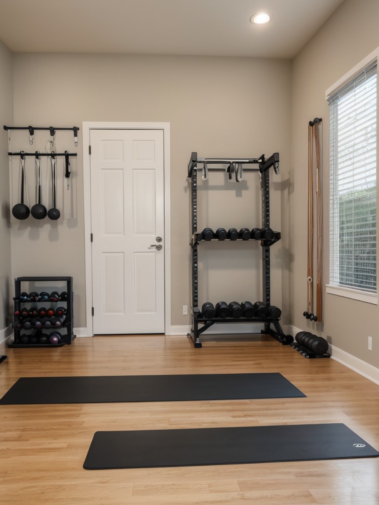 Incorporating a small fitness corner with space-saving exercise equipment like resistance bands, adjustable dumbbells, and a yoga mat.