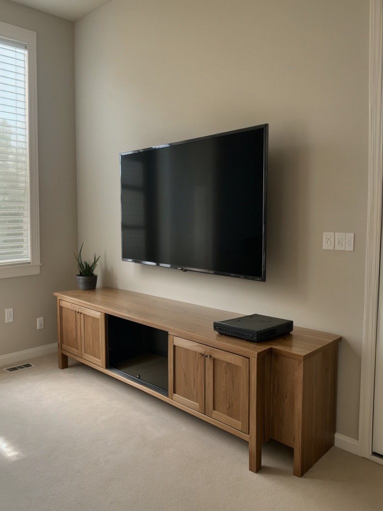 Installing a wall-mounted TV for entertainment without sacrificing precious floor space.