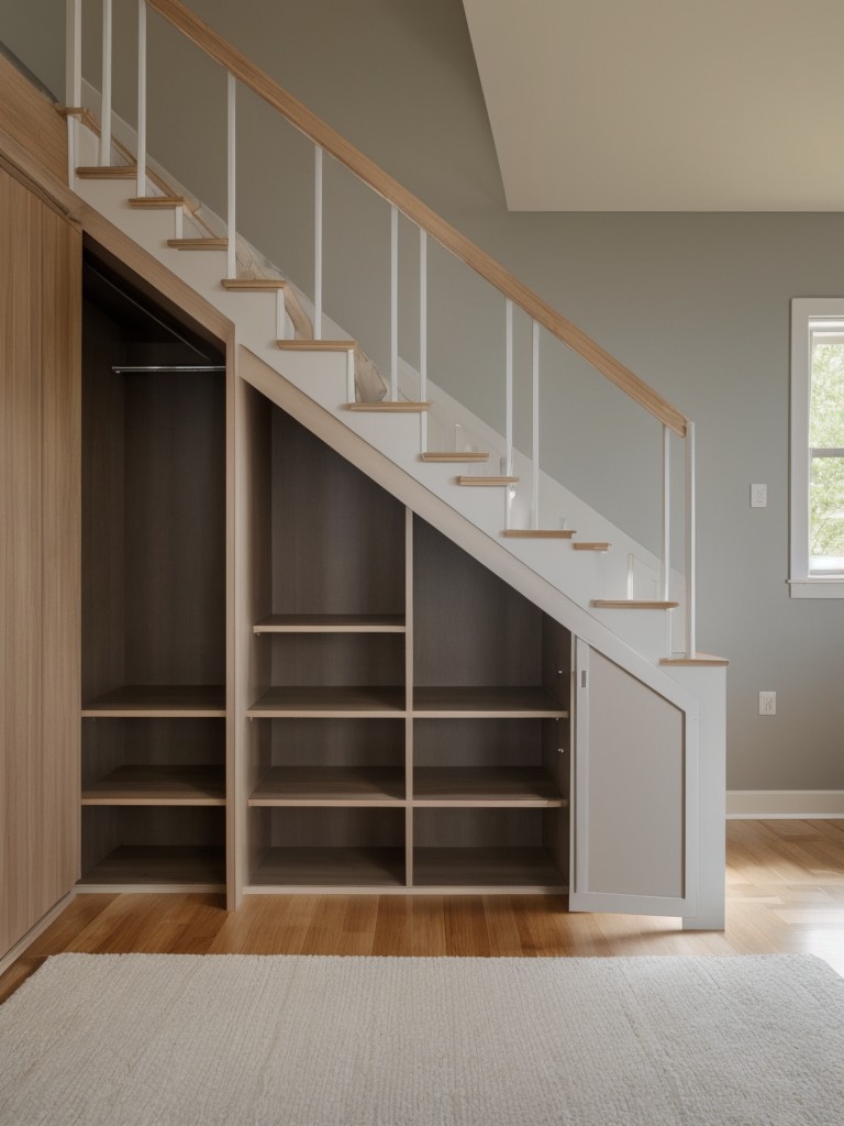 Integrating space-saving solutions like built-in storage under the bed, sofa, or staircase.