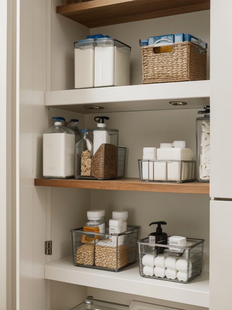 Utilizing built-in storage solutions in the bathroom, such as recessed shelves and medicine cabinets.