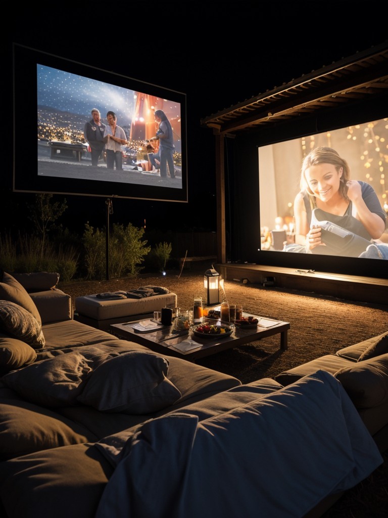 Set up a movie night under the stars with a projector and blankets for everyone to enjoy.