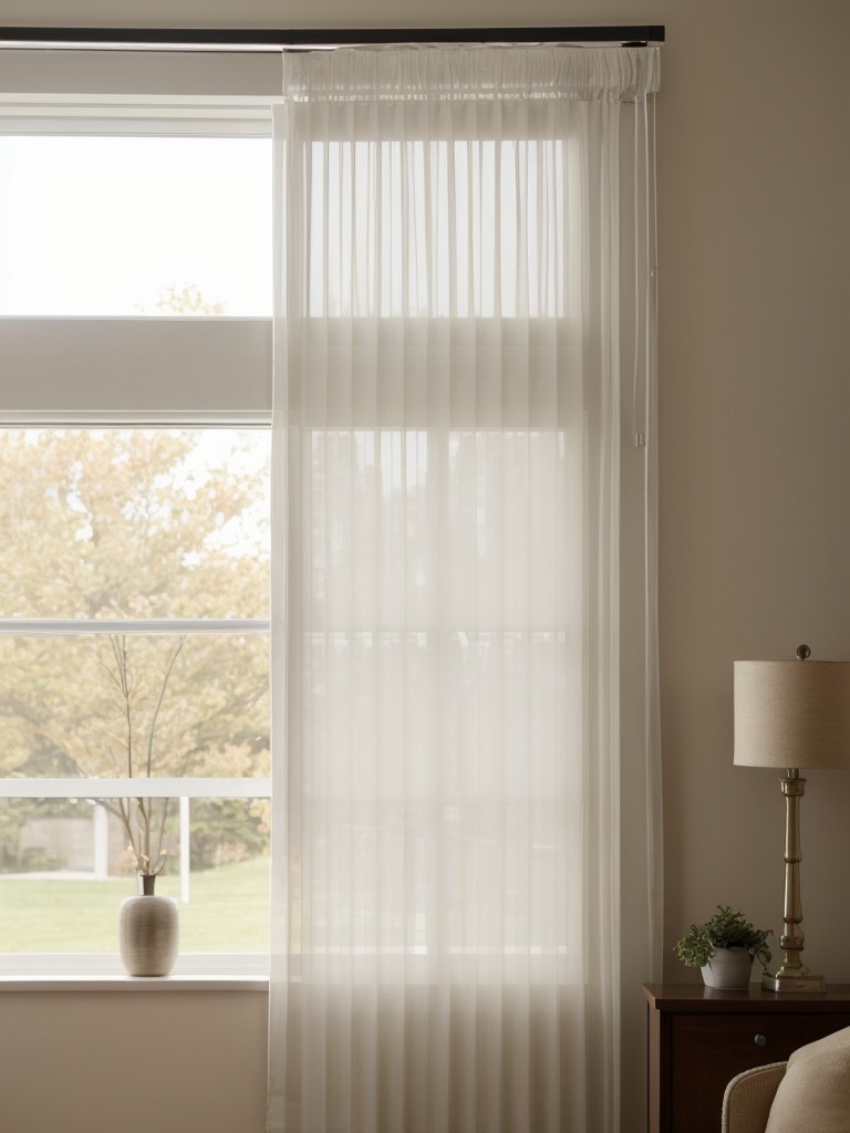 Enhance the natural light in your neutral living room by using sheer curtains or opting for sheer roller blinds to maintain privacy while still allowing sunlight to filter through.