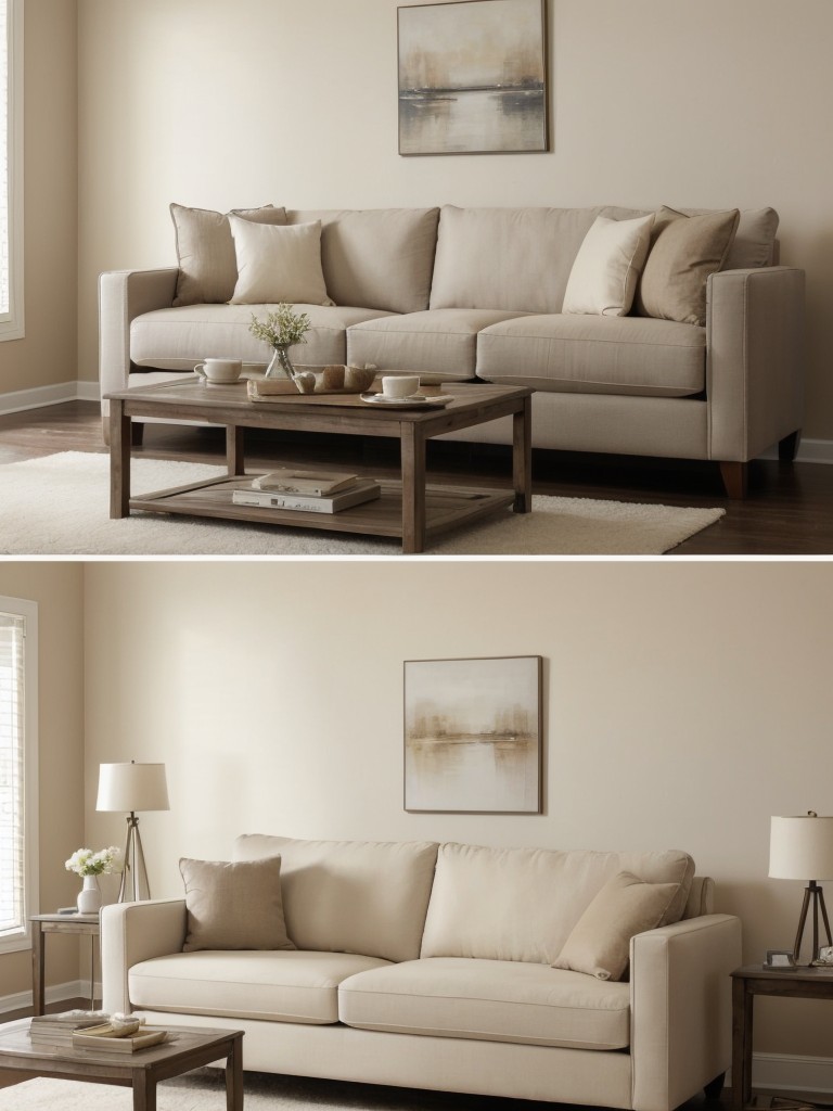 Experiment with different shades of neutrals in your living room, such as warm taupes, cool grays, or creamy whites, to find the perfect balance for your desired ambiance.