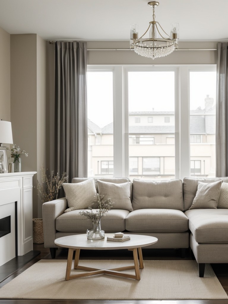 Opt for a monochromatic color scheme in your neutral living room by using varying shades of the same color for a cohesive and sophisticated look.