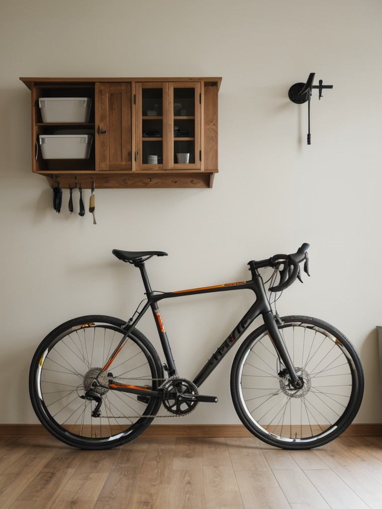 Adding wall-mounted or hanging bike racks to store bicycles and save valuable floor space.