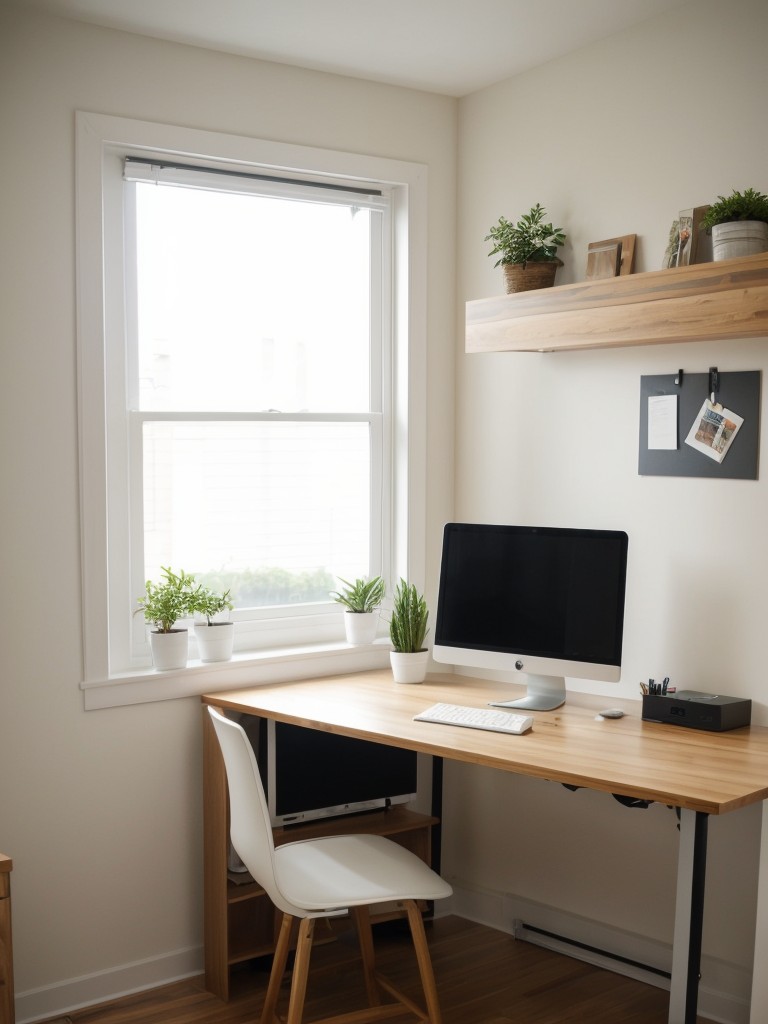 Installing a built-in desk or a wall-mounted foldable desk for a functional workspace in the apartment.