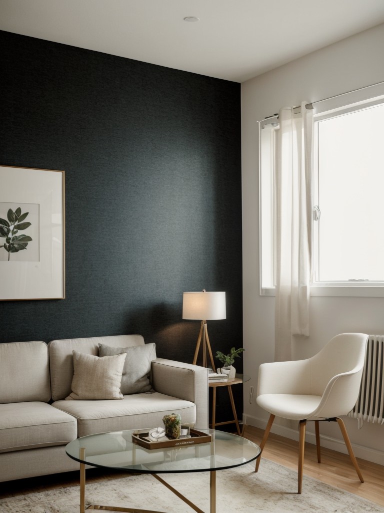 Using accent walls or wallpaper to add character and make a statement in a small apartment.