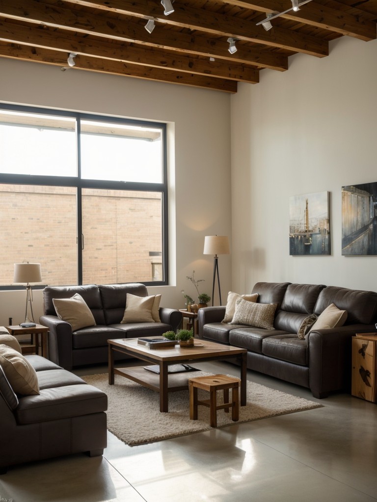 Artistic loft featuring unique artwork, creative displays, and an open layout, allowing for a creative and inspiring environment.