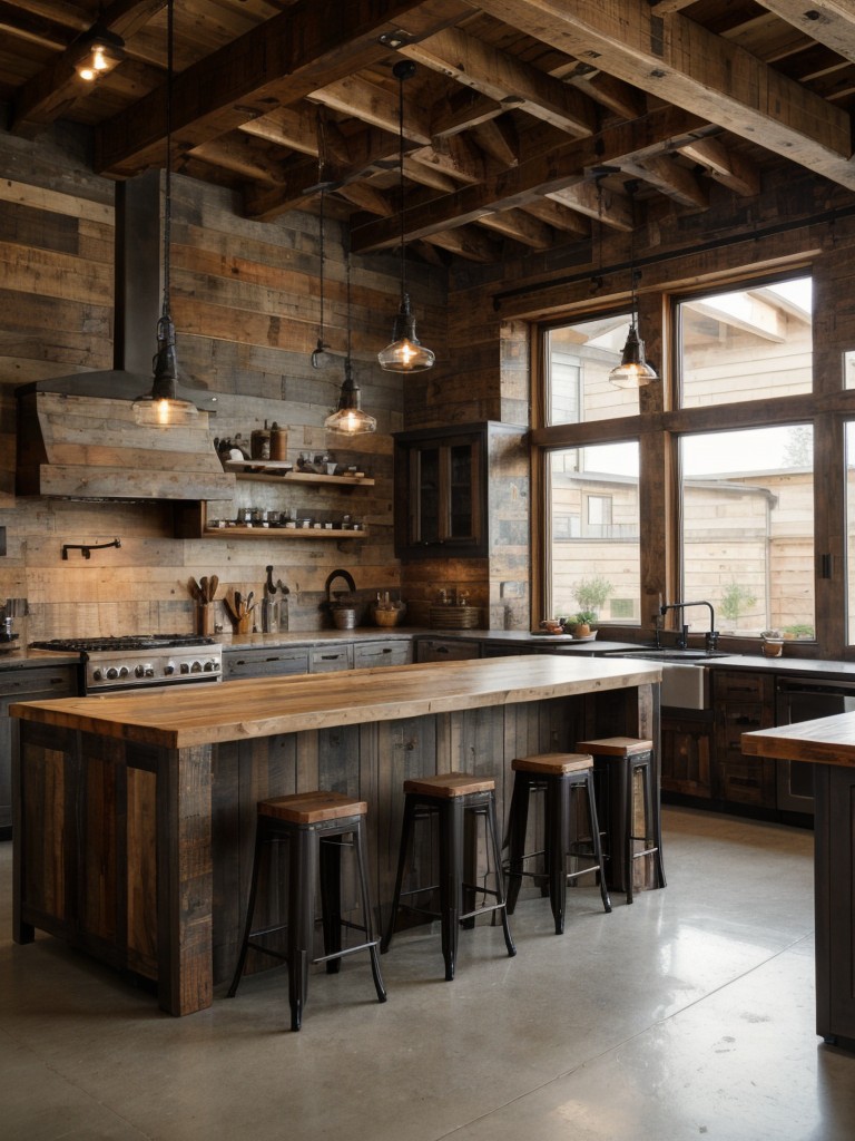 Urban rustic design, combining industrial elements with warm wood accents, creating a perfect balance between rugged and cozy.