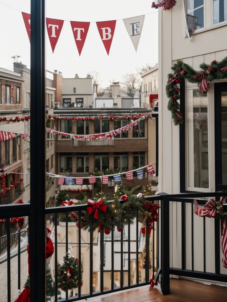 Hang a festive banner or flag from your balcony to spread holiday cheer.