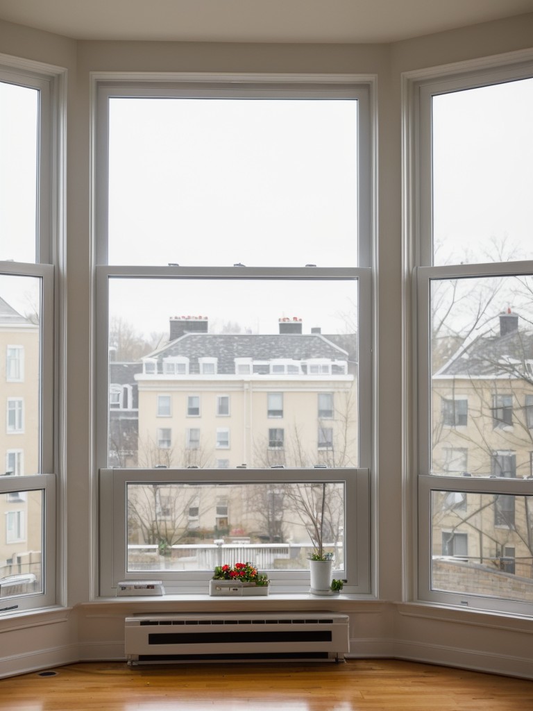 Highlight your apartment's architecture by decorating its windows with removable holiday window clings.