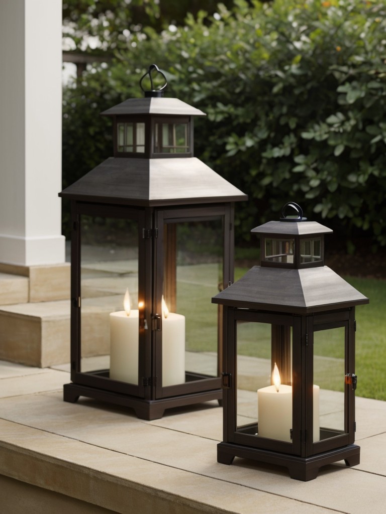 Illuminate your outdoor space with lanterns and candle holders.