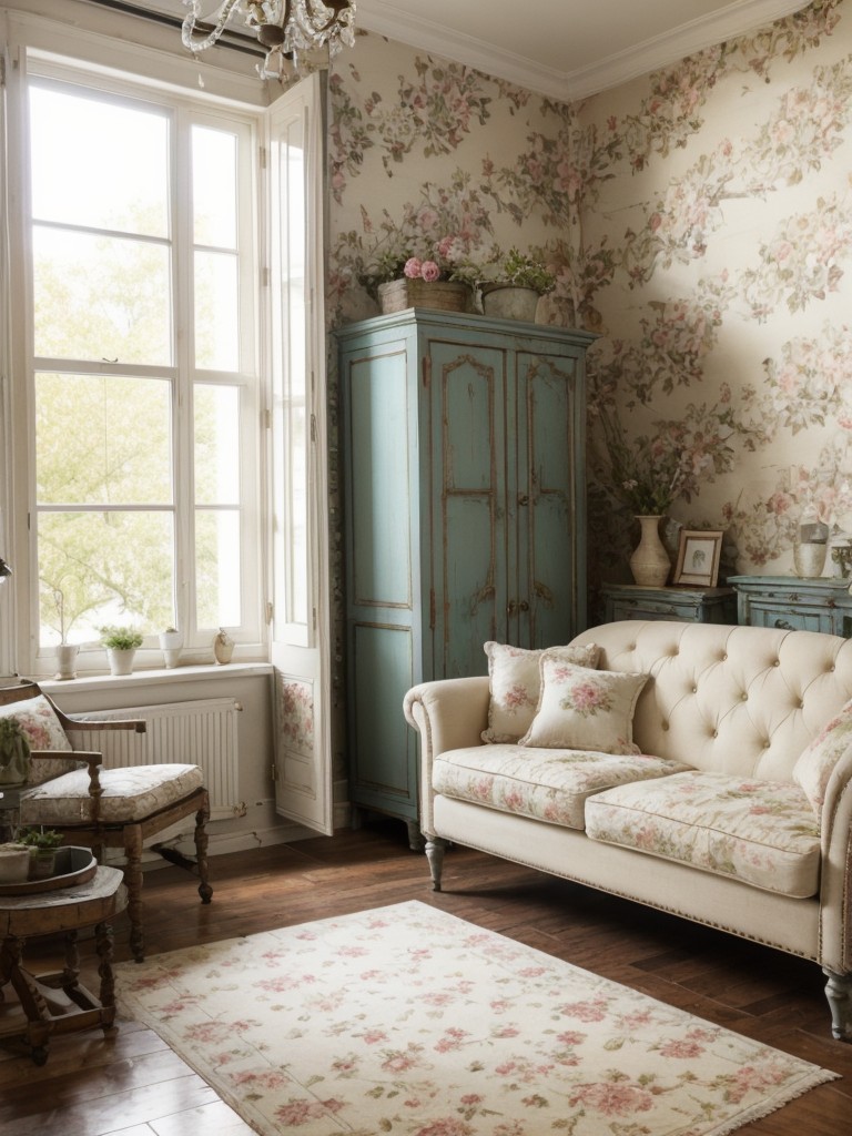 Achieve a shabby chic vibe in your apartment by using vintage-inspired wallpapers, distressed furniture, and feminine floral prints.