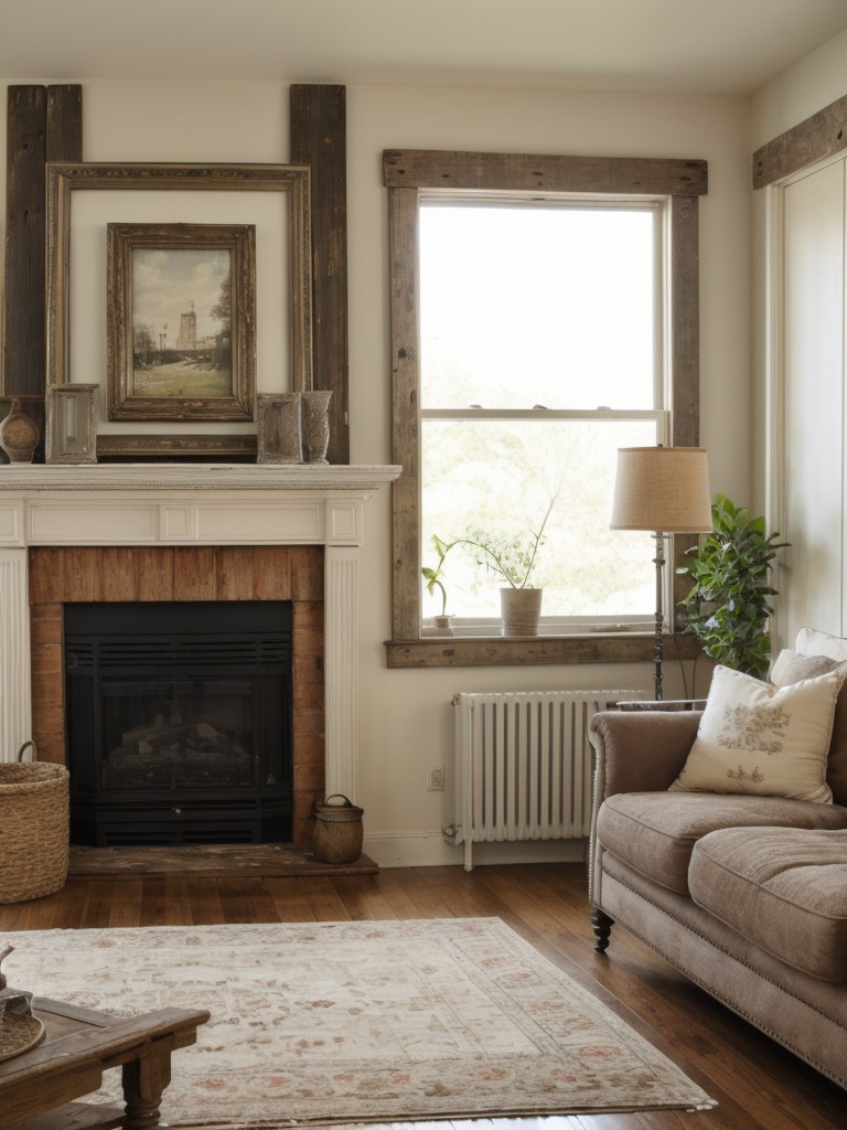 Enhance the cozy atmosphere of your apartment with shabby chic elements, such as antique picture frames, weathered wood accents, and soft, plush rugs.