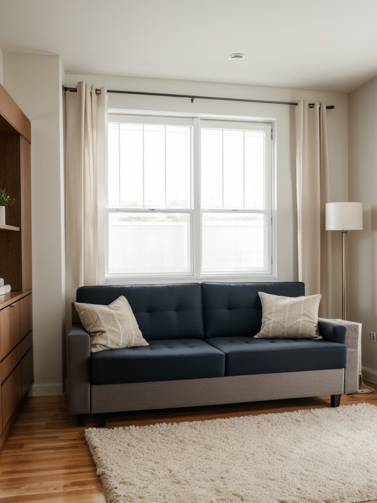 Incorporating a Murphy bed or sofa bed for comfortable sleeping arrangements in a studio apartment.