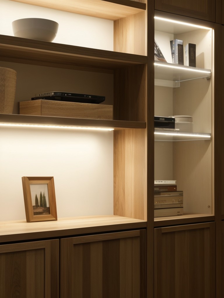 Incorporate LED strip lighting underneath shelves or behind furniture to create indirect and mood-enhancing illumination.