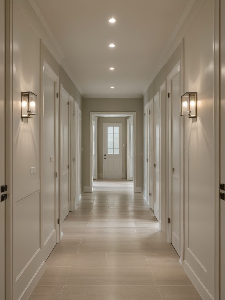 Install track lighting along hallways or in open-plan spaces to provide even and adjustable illumination.
