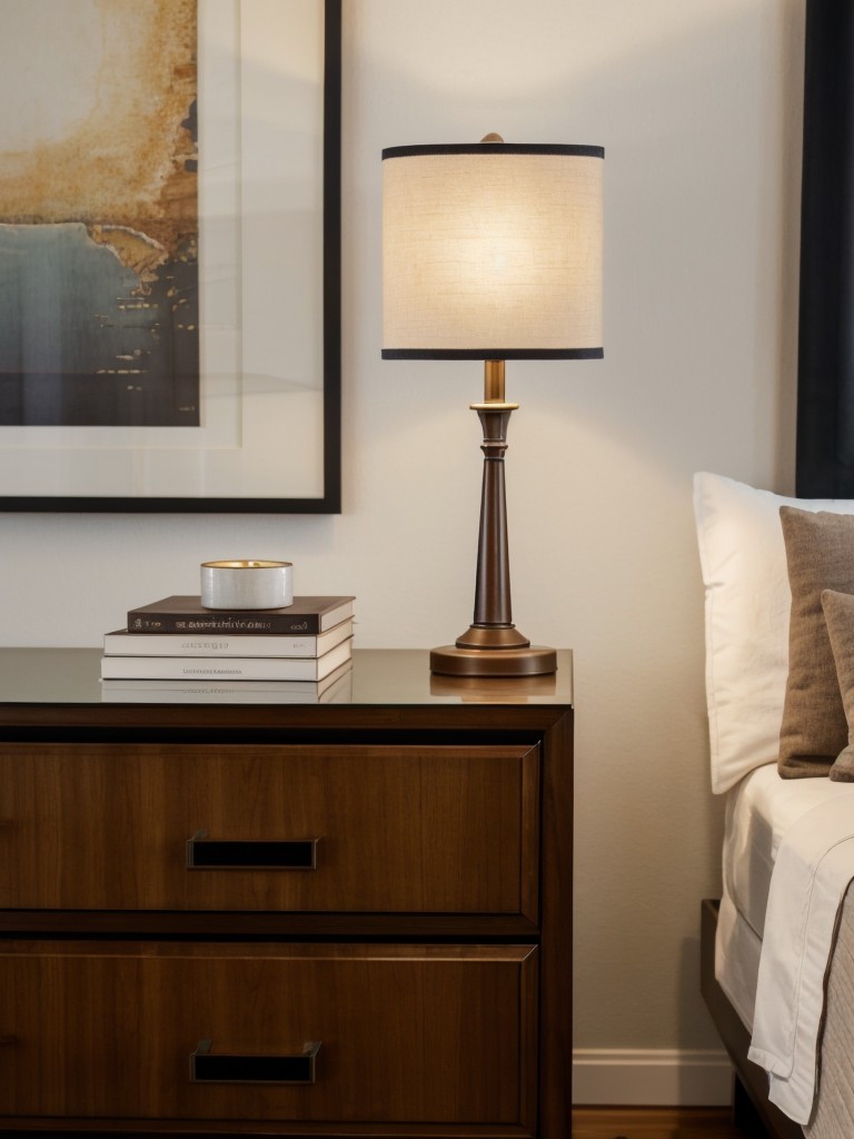 Utilize table lamps with unique bases or shades to add visual interest to side tables or nightstands.