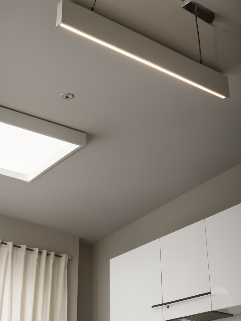 Install recessed lighting or a stylish pendant light fixture to provide functional and aesthetic illumination.
