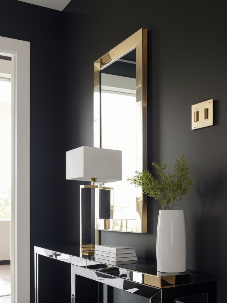Make a statement with a bold accent wall and a sleek console table to create a striking entrance.