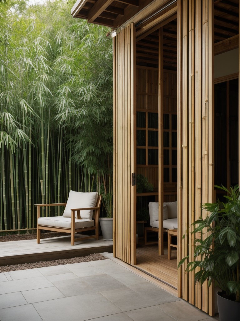 Create privacy with tall potted plants, bamboo screens, or outdoor curtains for a more secluded feel.