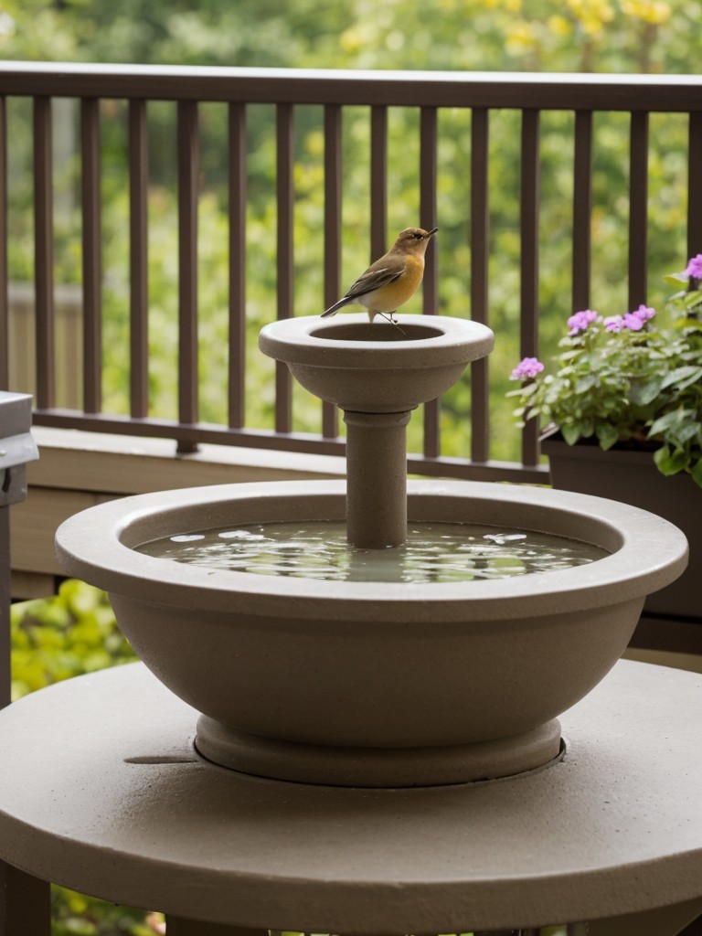 Include a small bird feeder or birdbath to attract local birds and enjoy their presence in your balcony garden.