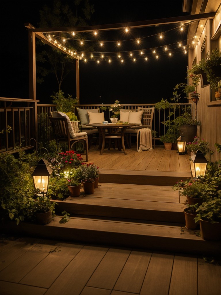 Incorporate lighting ideas such as solar-powered pathway lights, lanterns, or fairy lights to enhance the ambiance of your balcony garden.