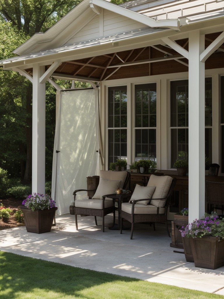 Install a shade or canopy to provide protection from direct sunlight and create a comfortable outdoor ambiance.