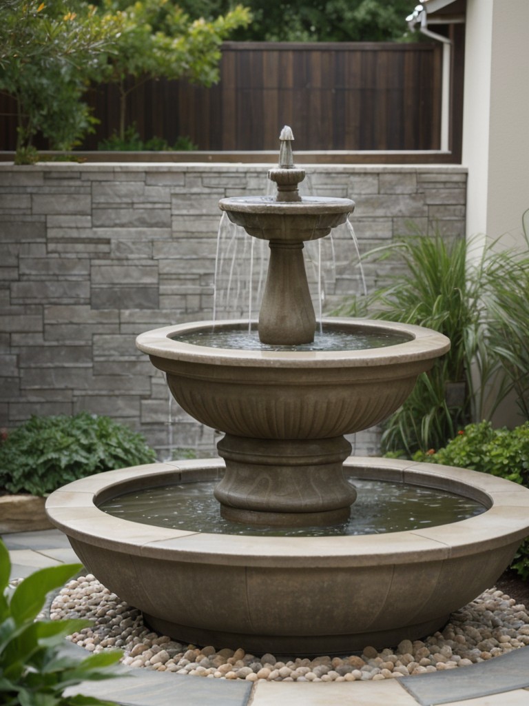 Install a water feature like a small fountain or water wall to create a soothing and tranquil atmosphere.