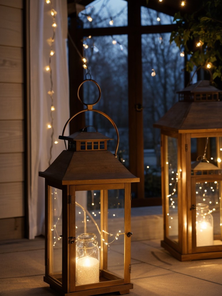 Make use of hanging fairy lights or lanterns to add a warm and magical ambiance during the evenings.