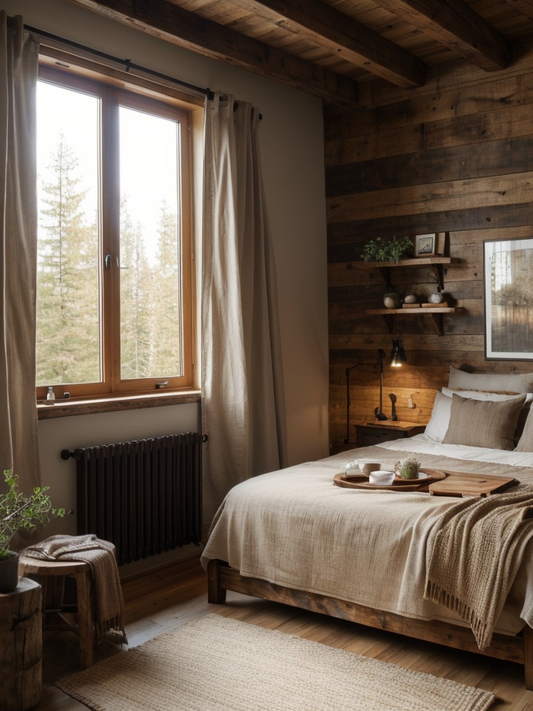 Rustic small apartment decorating ideas that embrace the beauty of nature, with exposed wood, earthy tones, and cozy textiles creating a warm and inviting space.