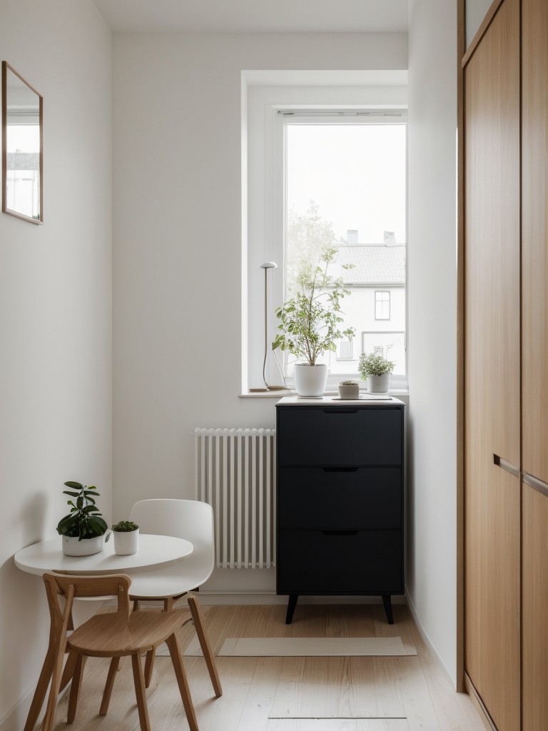 Scandinavian-inspired small apartment decorating ideas, focusing on clean lines, natural materials, and minimalistic design elements for a serene and airy ambiance.