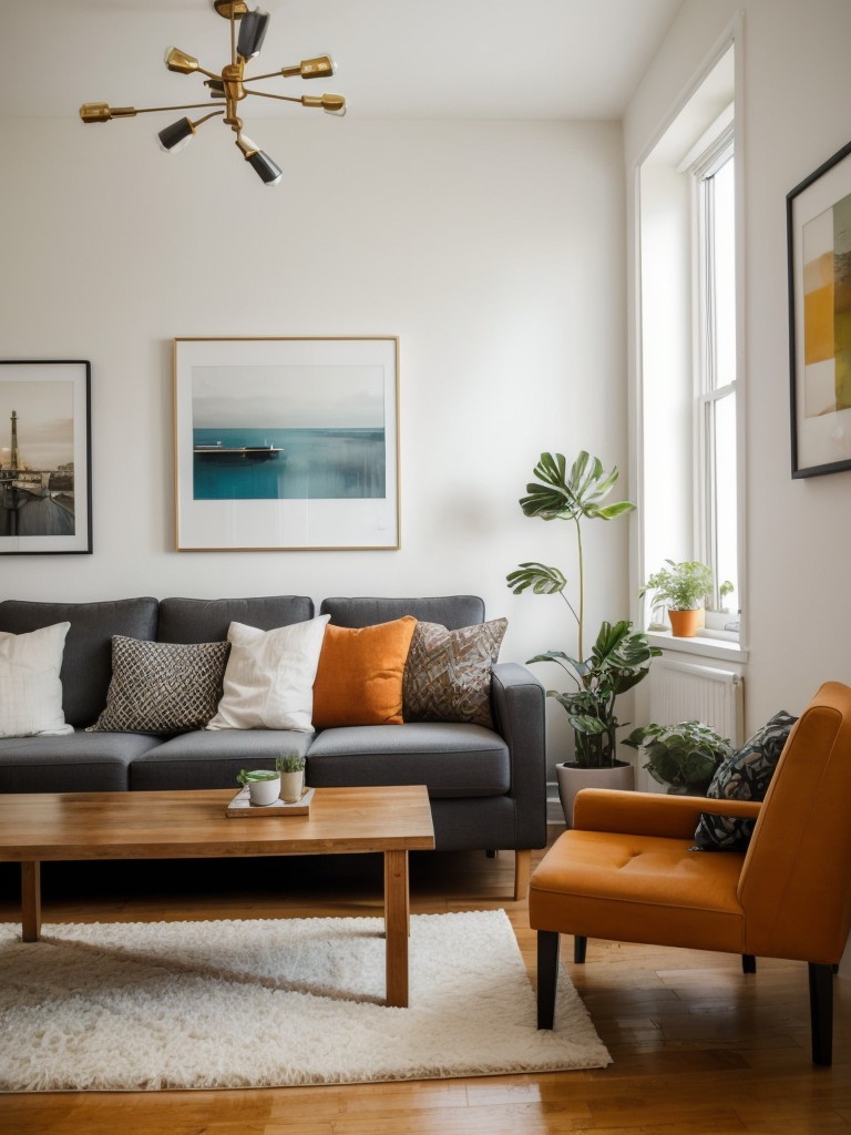 Stylish small apartment decorating ideas that showcase your personality and unique design taste, using color schemes, artwork, and statement pieces.